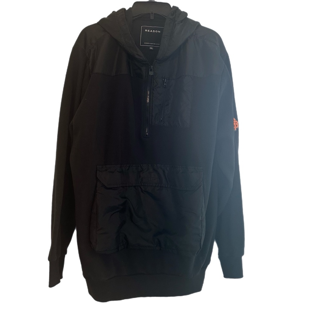 Reason Black Hoodie with Orange Accent